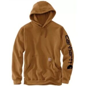Carhartt Loose Fit Midweight Logo Sleeve Hoodie Brown Medium New With Tags